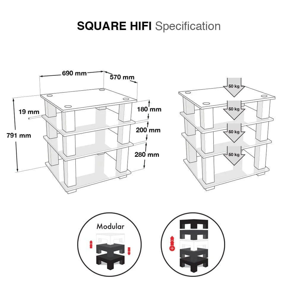 Стойка под Hi-Fi NorStone Square HiFi black glass/silver
