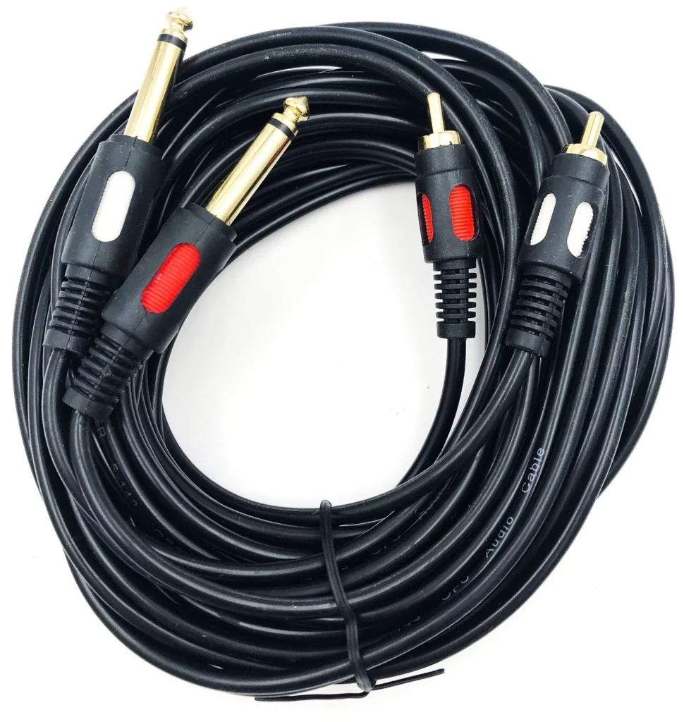 Ready-made Adaptercable 2xJack 6.3/2xRCA 2m