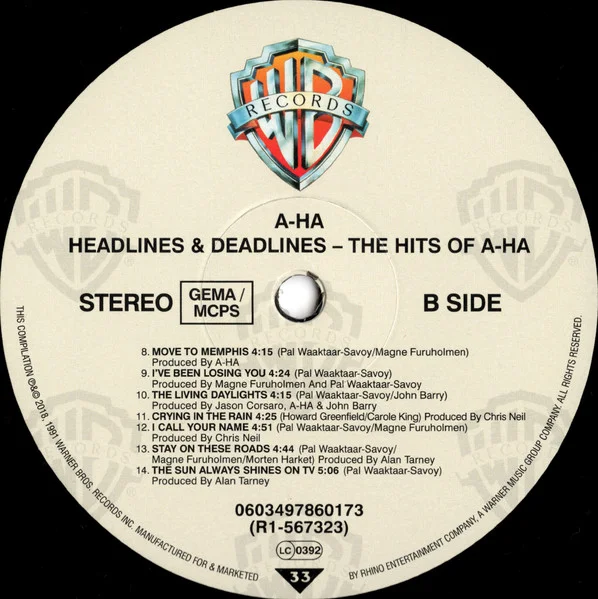 a-ha — Headlines And Deadlines — The Hits Of a-ha — LP