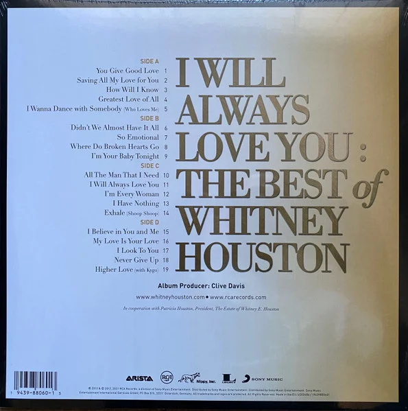 Whitney Houston — I Will Always Love You: The Best Of Whitney Houston 2LP